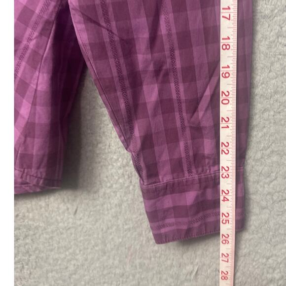 Wrangler Womens Western Shirt Plus Size Pearl Snap Plaid V-Neck Ruffle Size XXL - Picture 6 of 8